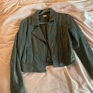 100% real leather grey jacket